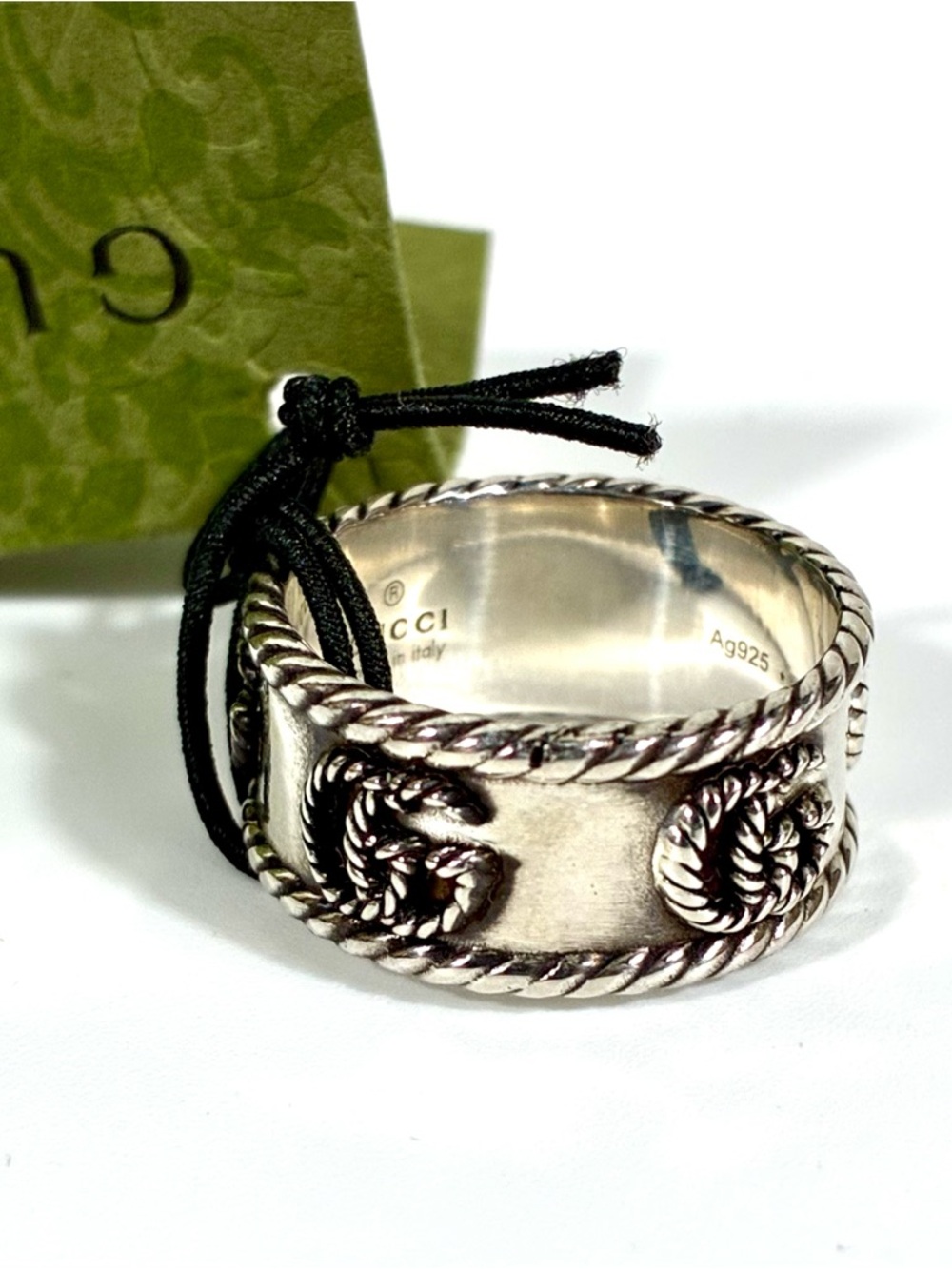 Gucci GG Marmont Band Wide 925 Ring Sterling Silver 6.75 14 NEW - Picture 6 of 17